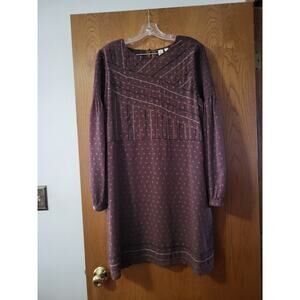 Dolan Anthropologie Plum Purple Dot Stripe Shift Maddie Textured Dress EUC L